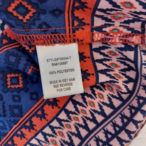 Sweet Rain red blue boho sleeveless blouse - Picture 4 of 6